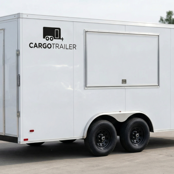 7x14 Enclosed Concession Food Trailer - Tandem Axle White - CARGOTRAILER