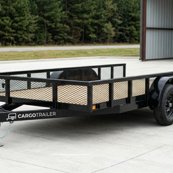 7x12 Tandem Axle Utility Trailer - Wood Deck Black - CARGOTRAILER