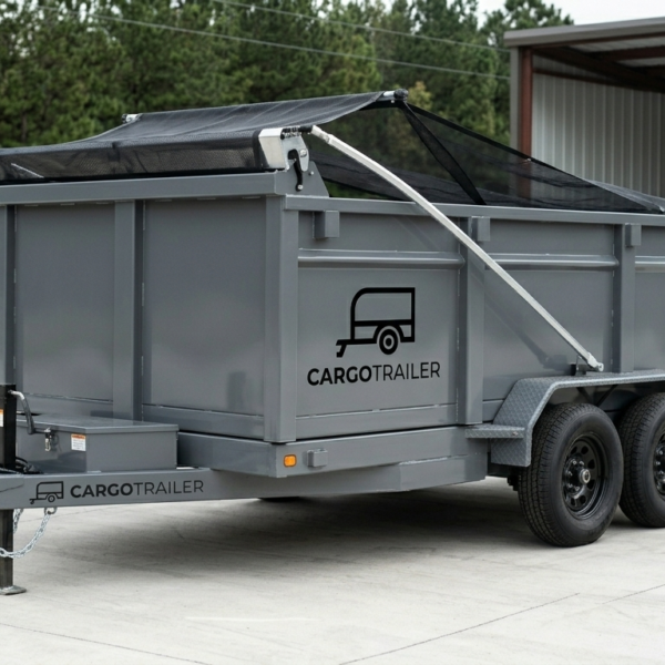 7x14 Heavy Duty Commercial Dump Trailer - 14k GVWR Gray - CARGOTRAILER