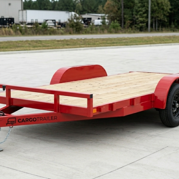 8.5x20 Flatbed Car Hauler Trailer - Tandem Axle Red - CARGOTRAILER