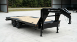 8.5x25 Gooseneck Flatbed Equipment Trailer - Tandem Dual Axle Black - CARGOTRAILER