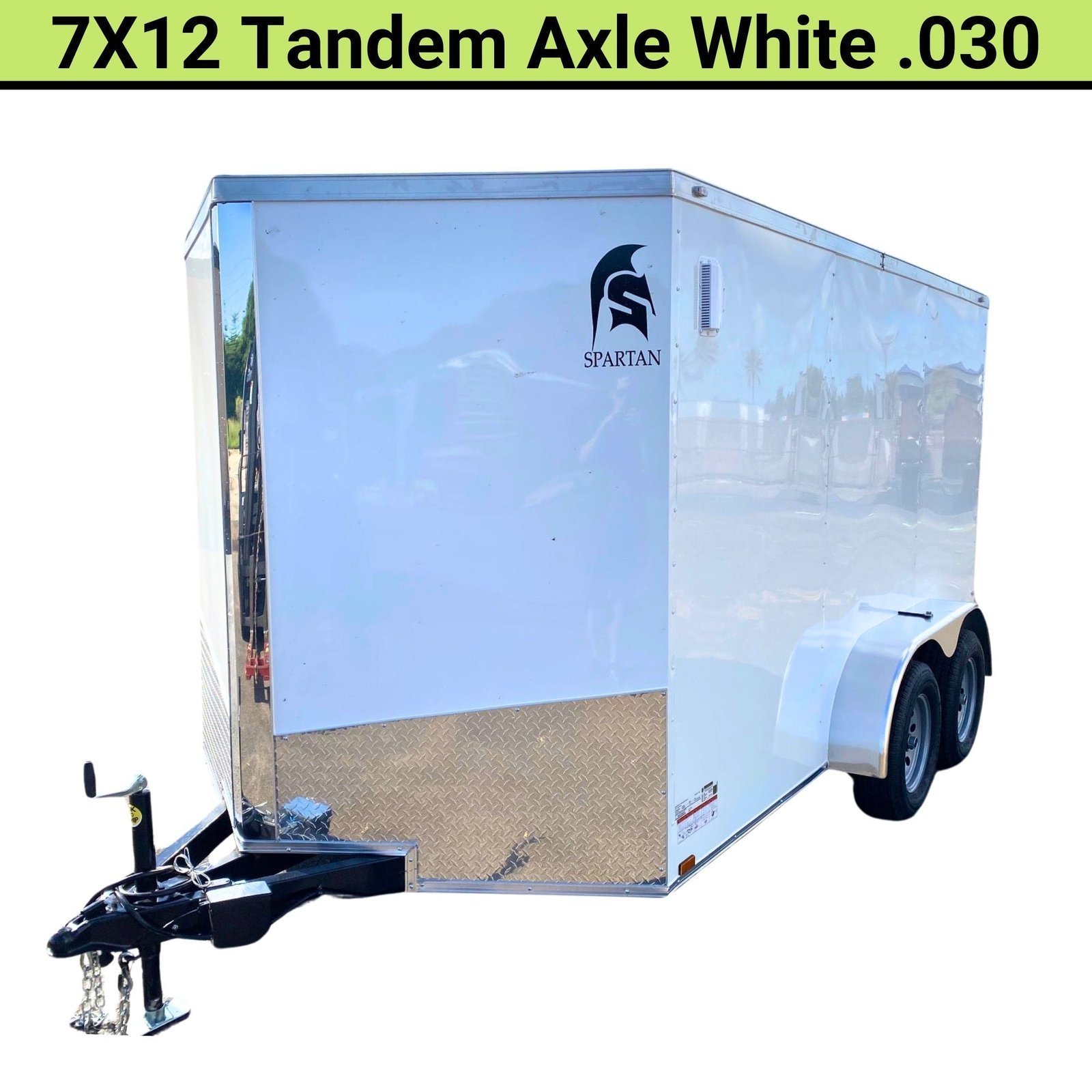 7X12TA_WHITE-01-1.jpg Spartan 7×12 Enclosed Cargo Trailer Tandem Axle – White Heavy-Duty Cargo Hauler SP7X12TA - Image 1
