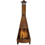 Sunnydaze 70″ Rust Patina Finish Steel Wood-Burning Chiminea with Spark Screen - Image 11