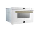 FORNO Espresso Capoliveri 24″ 1.2 cu. ft. Built-In Microwave Drawer in White with Antique Brass Handles, FMWDR3000-24WHT - Image 3