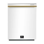 FORNO Pozzo 24-Inch Built-In Dishwasher, White with Antique Brass Handles (Model FDWBI8067-24WHT)