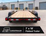 Cargotrailer 7′ x 18′ Flatbed Trailer – Tandem Axle, Wood Deck, Drive-Over Fenders - Image 3