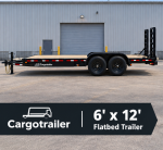 Cargotrailer 6′ x 12′ Flatbed Trailer – Tandem Axle, Wood Deck, Stand-Up Ramps - Image 3