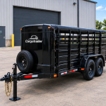Cargotrailer 6′ x 10′ Livestock Trailer – Tandem Axle, Enclosed Roof, Rear Swing Gate