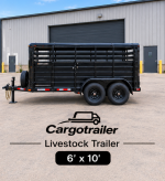 Cargotrailer 6′ x 10′ Livestock Trailer – Tandem Axle, Enclosed Roof, Rear Swing Gate - Image 4