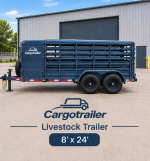 Cargotrailer 8′ x 24′ Livestock Trailer – Tandem Axle, Enclosed Roof, Rear Swing Gate - Image 4